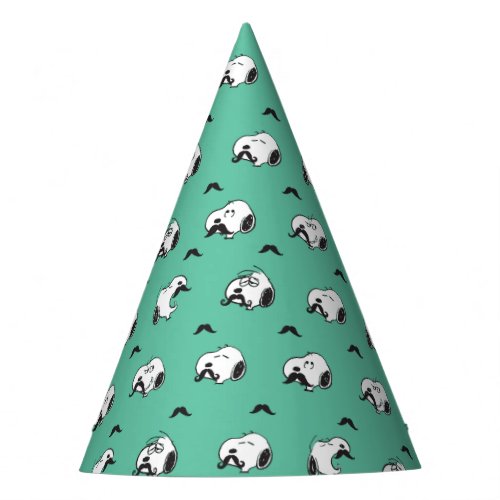 Snoopy Mustaches  Teal Pattern Party Hat