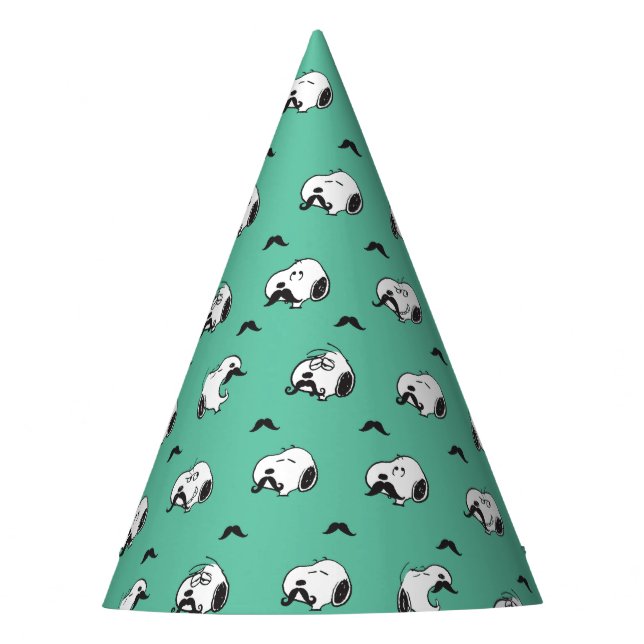 Snoopy Mustaches & Teal Pattern Party Hat (Front)
