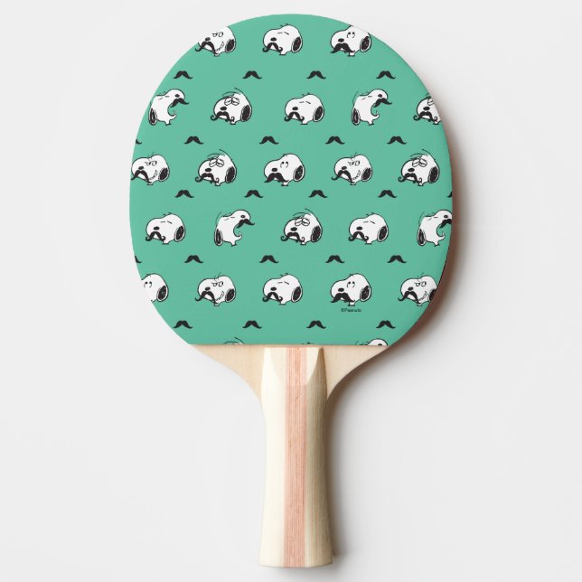 Snoopy Mustaches & Teal Pattern Ping Pong Paddle (Front)