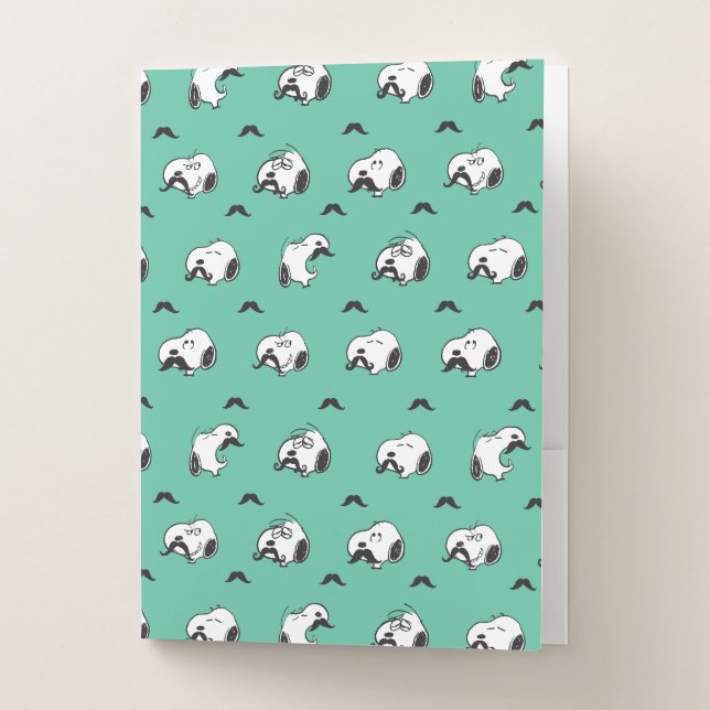 Snoopy Mustaches & Teal Pattern Pocket Folder (Front)