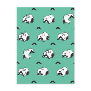 Snoopy Mustaches & Teal Pattern Postcard
