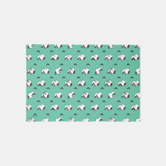 Snoopy Mustaches & Teal Pattern Rug (Front)