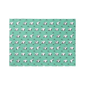 Snoopy Mustaches & Teal Pattern Rug