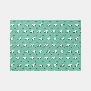 Snoopy Mustaches & Teal Pattern Rug