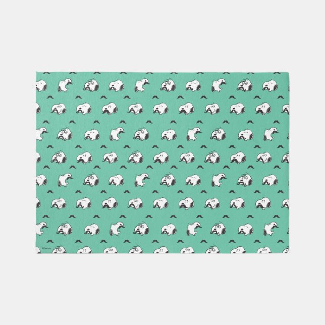 Snoopy Mustaches & Teal Pattern Rug (Front)