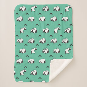 Snoopy Mustaches & Teal Pattern Sherpa Blanket