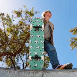 Snoopy Mustaches & Teal Pattern Skateboard