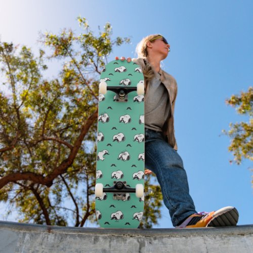 Snoopy Mustaches  Teal Pattern Skateboard