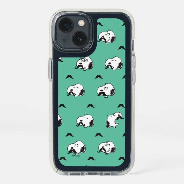 Snoopy Mustaches & Teal Pattern Speck iPhone 13 Case (Front)