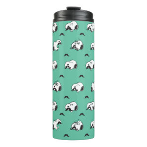 Snoopy Mustaches & Teal Pattern Thermal Tumbler