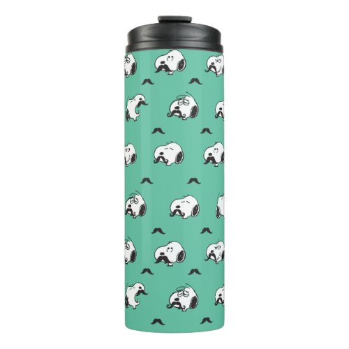Snoopy Mustaches  Teal Pattern Thermal Tumbler