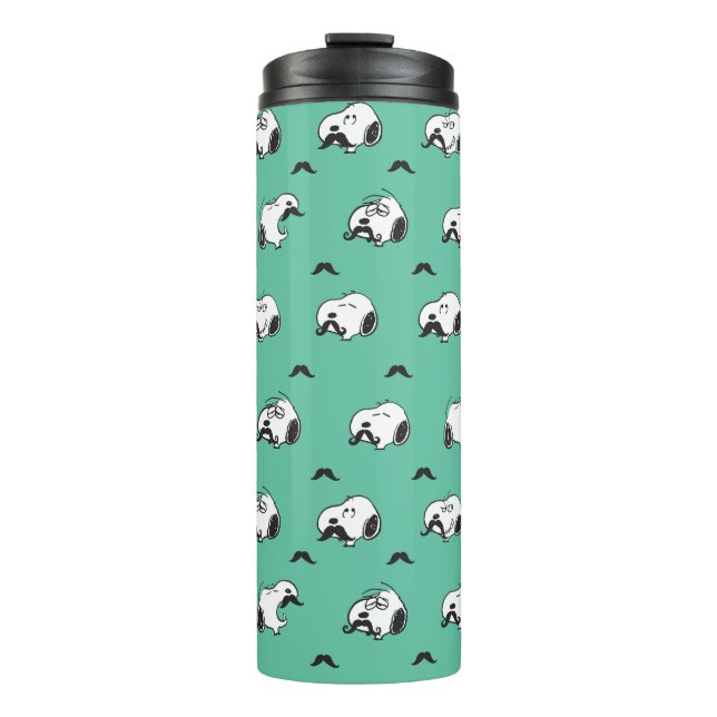 Snoopy Mustaches & Teal Pattern Thermal Tumbler (Front)