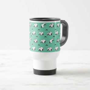 Snoopy Mustaches & Teal Pattern Travel Mug