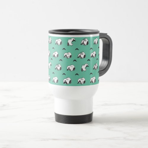 Snoopy Mustaches  Teal Pattern Travel Mug
