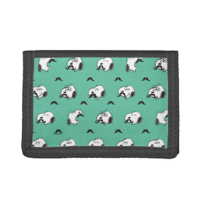Snoopy Mustaches & Teal Pattern Tri-fold Wallet