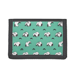 Snoopy Mustaches & Teal Pattern Trifold Wallet
