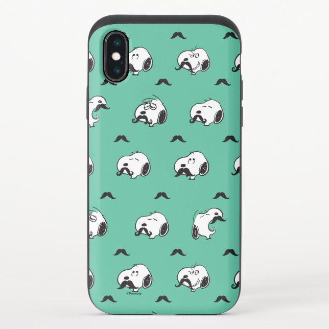 Snoopy Mustaches & Teal Pattern Uncommon iPhone Case (Back)