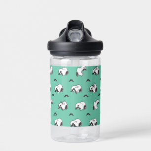 Snoopy Mustaches & Teal Pattern Water Bottle