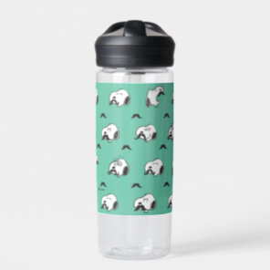 Snoopy Mustaches & Teal Pattern Water Bottle
