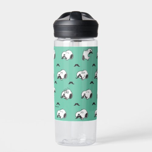 Snoopy Mustaches  Teal Pattern Water Bottle