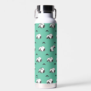 Snoopy Mustaches & Teal Pattern Water Bottle