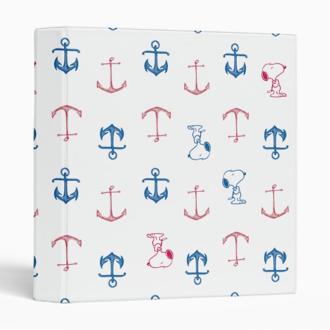 Snoopy Nautical Anchor Pattern 3 Ring Binder (Front/Spine)
