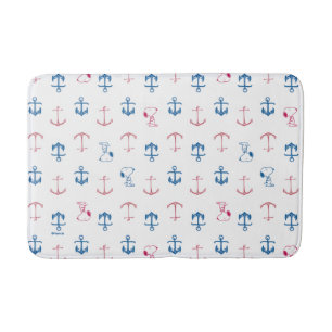 Snoopy Nautical Anchor Pattern Bath Mat