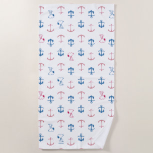 Snoopy Nautical Anchor Pattern Beach Towel