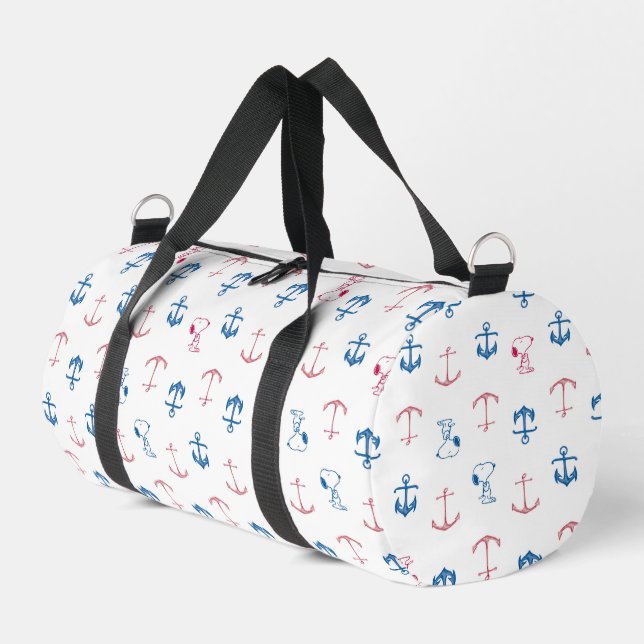 Snoopy Nautical Anchor Pattern Duffle Bag (Left Corner)
