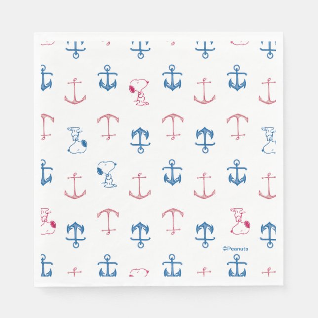 Snoopy Nautical Anchor Pattern Napkins (Front)