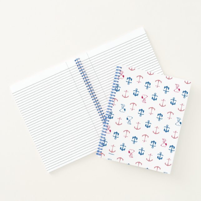 Snoopy Nautical Anchor Pattern Notebook (Inside)
