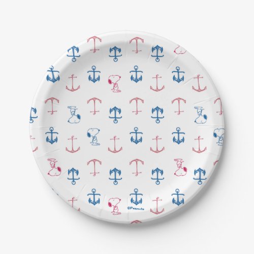 Snoopy Nautical Anchor Pattern Paper Plates