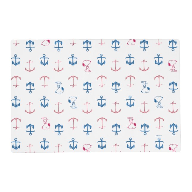 Snoopy Nautical Anchor Pattern Placemat (Front)