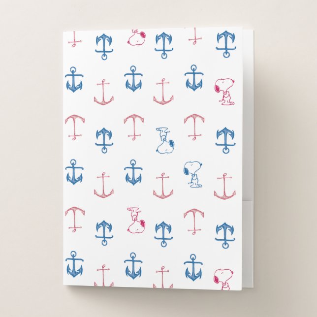 Snoopy Nautical Anchor Pattern Pocket Folder (Front)