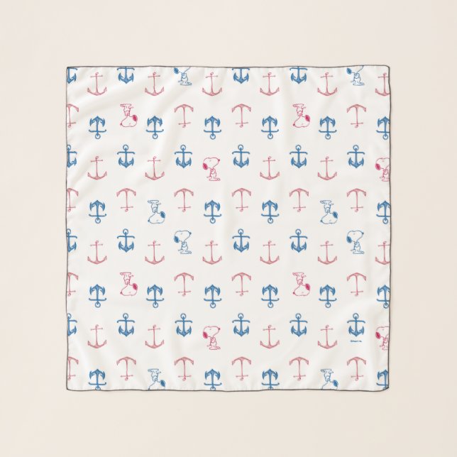 Snoopy Nautical Anchor Pattern Scarf (Front)