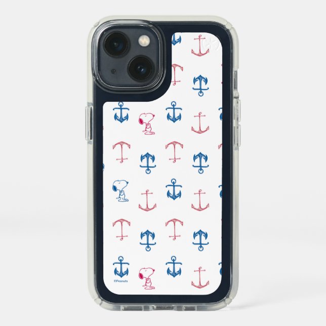 Snoopy Nautical Anchor Pattern Speck iPhone 13 Case (Front)