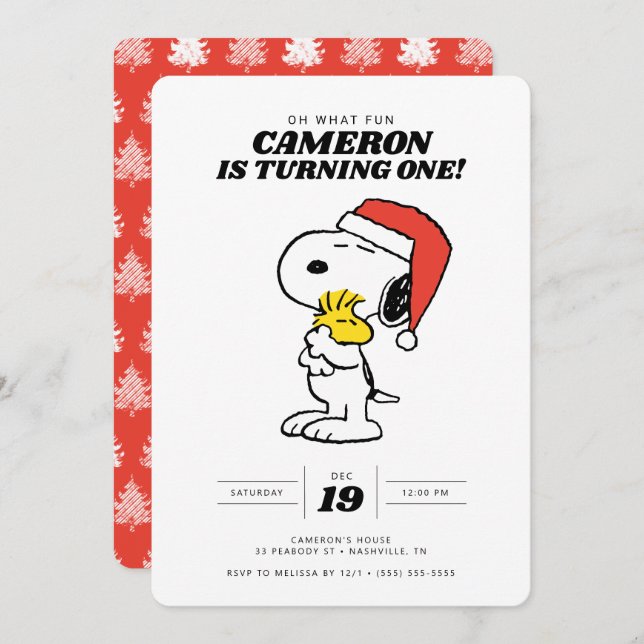 Snoopy | Oh What Fun it is to Be One  Invitation (Front/Back)