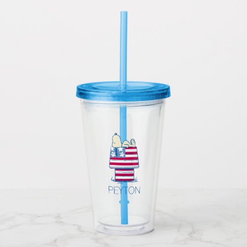 Snoopy on 4th of July Dog House Acrylic Tumbler