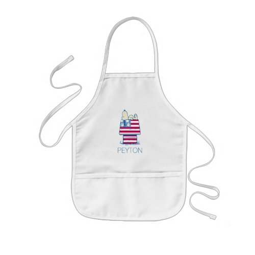 Snoopy on 4th of July Dog House  Add Your Name Kids Apron