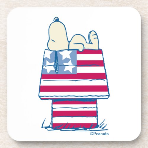 Snoopy on 4th of July Dog House Beverage Coaster