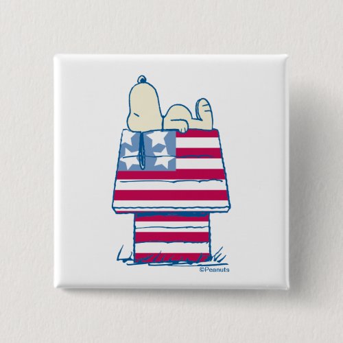 Snoopy on 4th of July Dog House Button