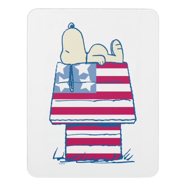 Snoopy on 4th of July Dog House Door Sign (Contemporary Vert)