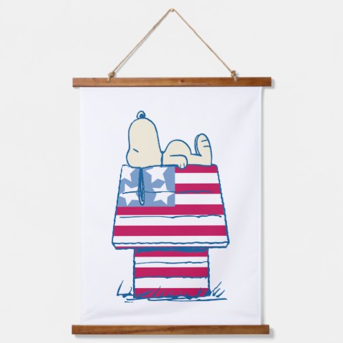 Snoopy on 4th of July Dog House Hanging Tapestry
