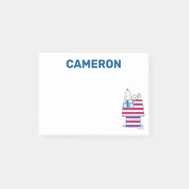 Snoopy on 4th of July Dog House Post-it Notes (Front)