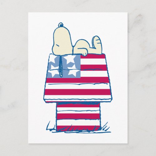 Snoopy on 4th of July Dog House Postcard