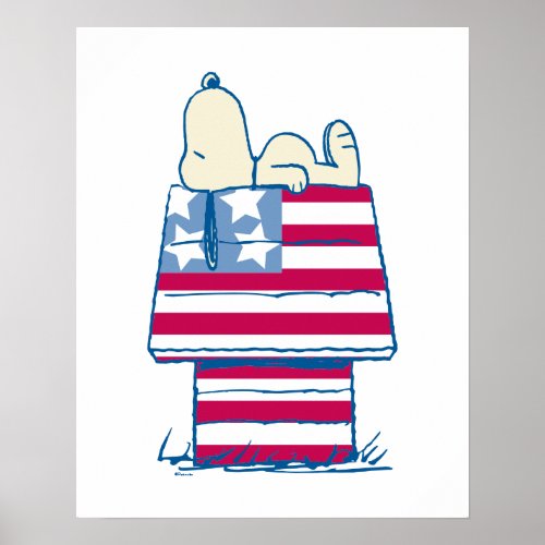 Snoopy on 4th of July Dog House Poster