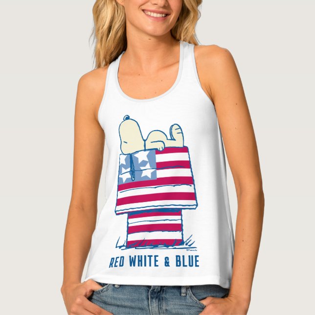 Snoopy on 4th of July Dog House Tank Top (Front)