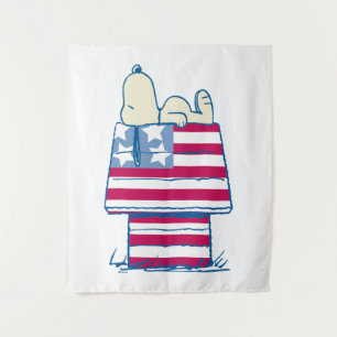 Snoopy on 4th of July Dog House Tapestry