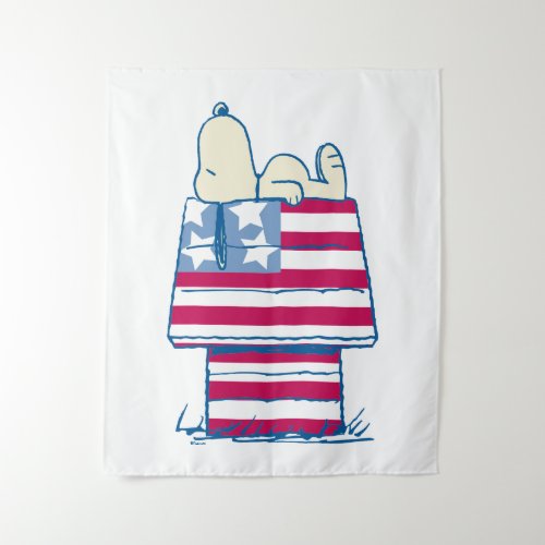 Snoopy on 4th of July Dog House Tapestry