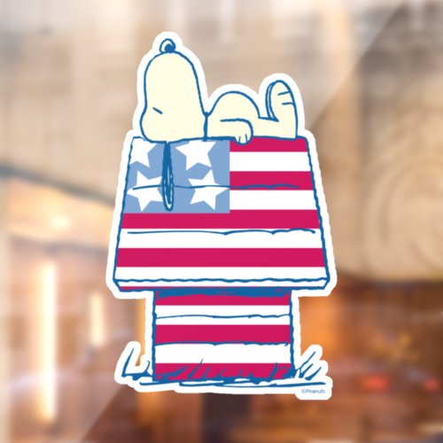 Snoopy on 4th of July Dog House Window Cling